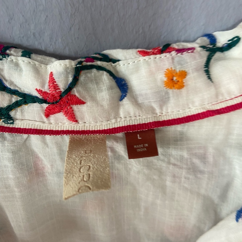 Anthropologie Floral Blouse - White, Purple, Orange - Picture 6 of 10